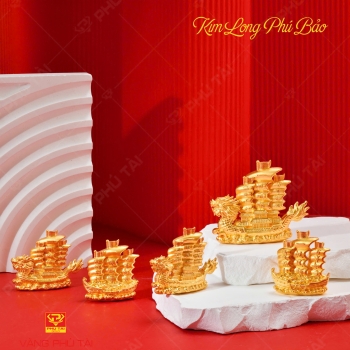 Tượng vàng Kim Long Phú Bảo (mã TR 132)